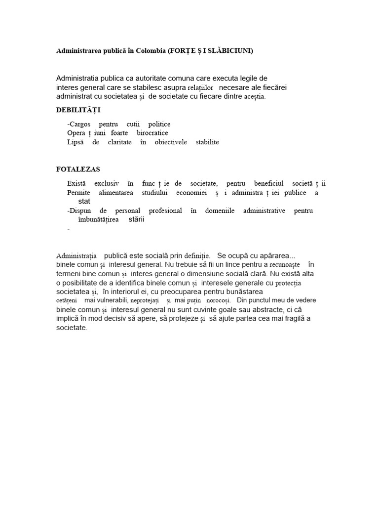 Puncte Forte Și Slabe Ale Administrației Publice | PDF