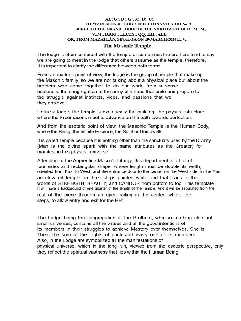 Understanding the Masonic Temple | PDF | Freemasonry | Temple
