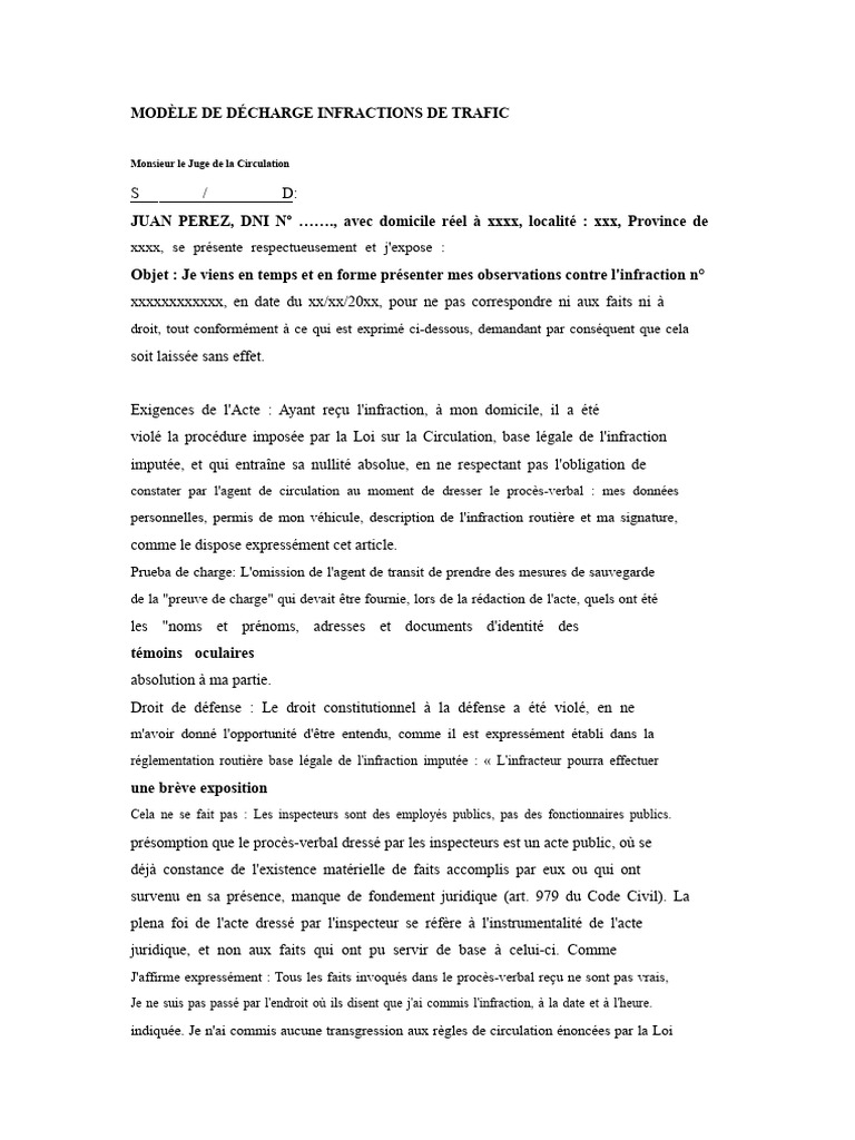 Contestation d'infraction de circulation | PDF | Loi | Délai de ...