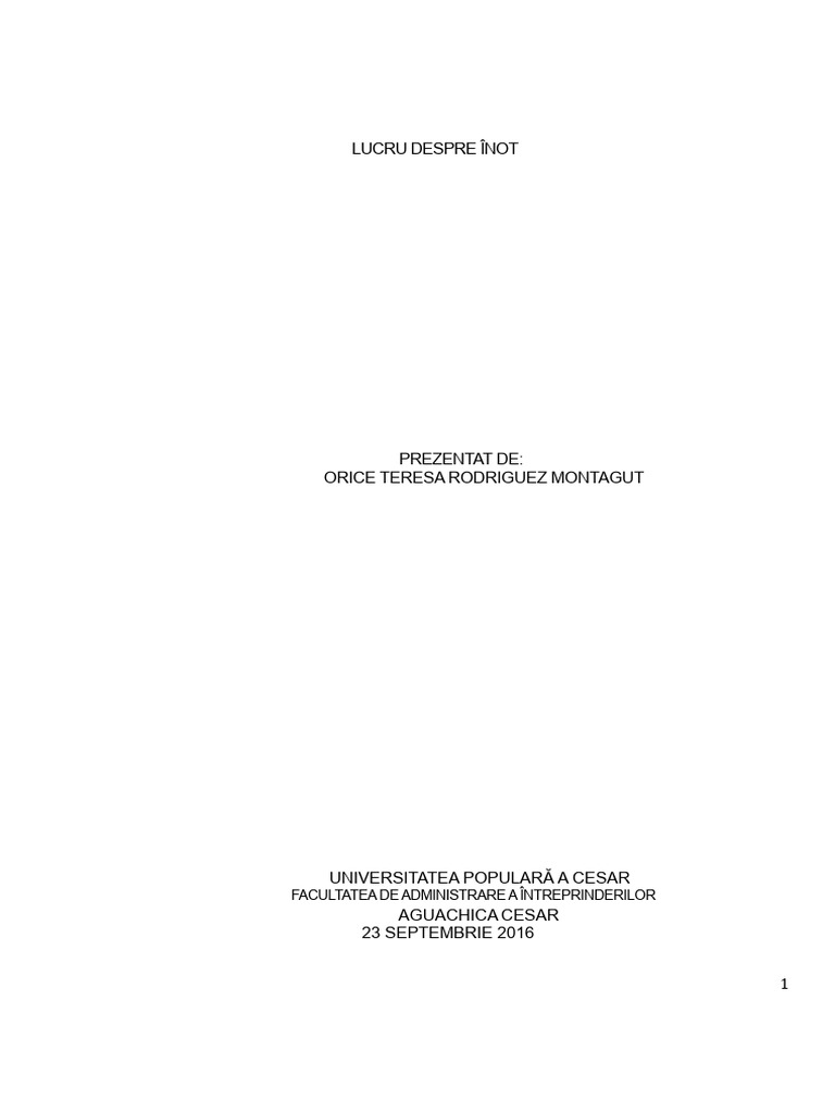 Lucrare Despre Înot | PDF