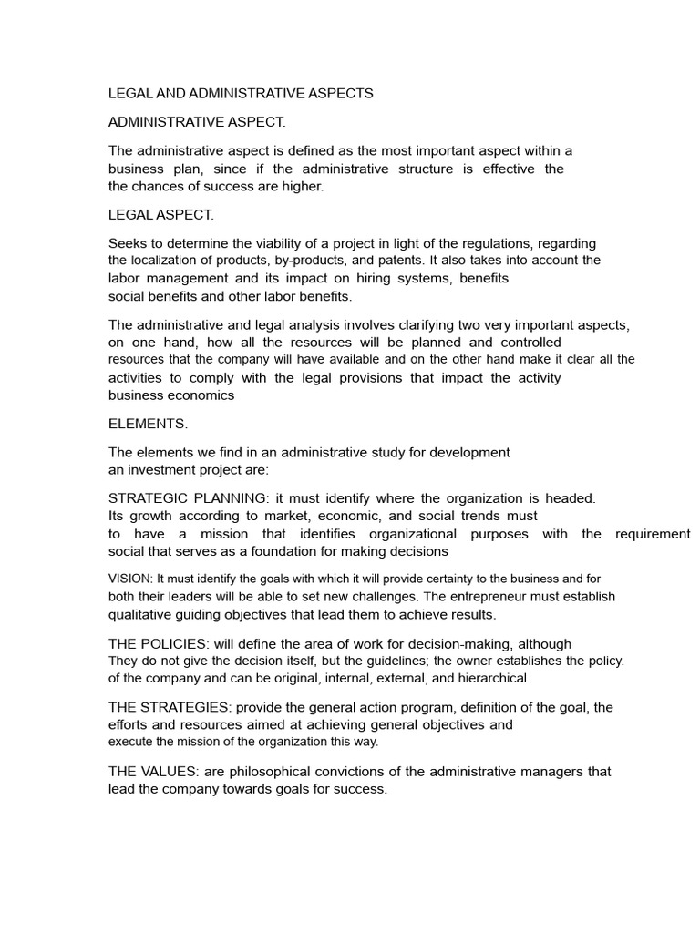 Legal and Administrative Project Analysis | PDF | Feasibility Study ...