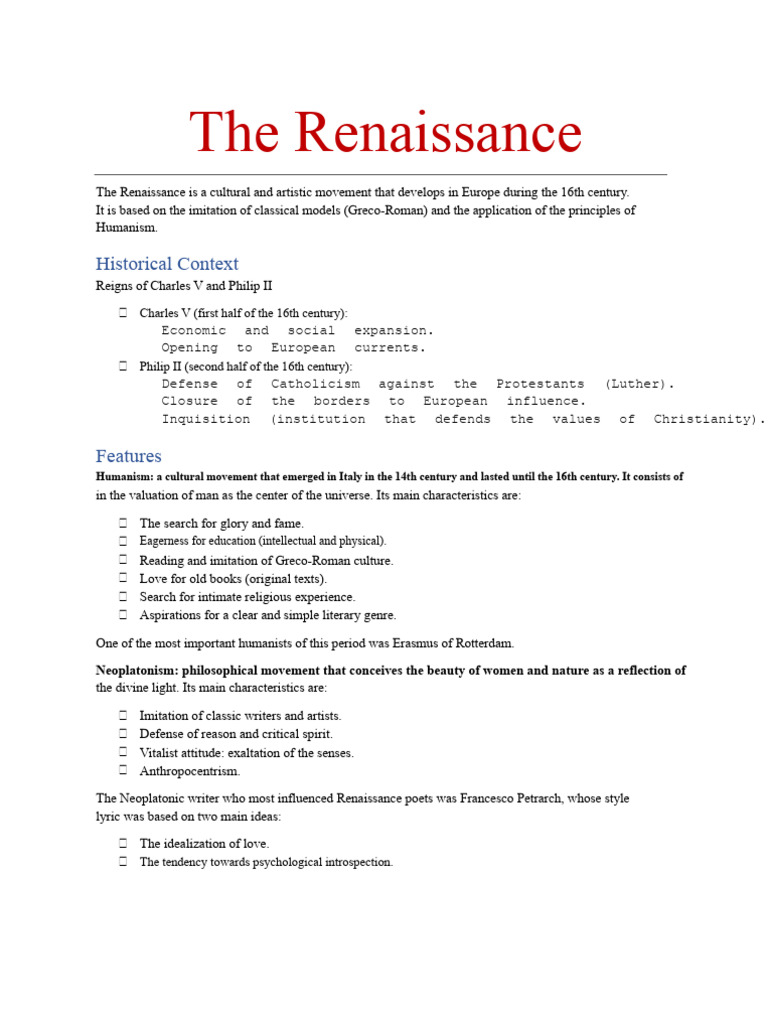 Overview of the Renaissance Movement | PDF | Humanism | Renaissance