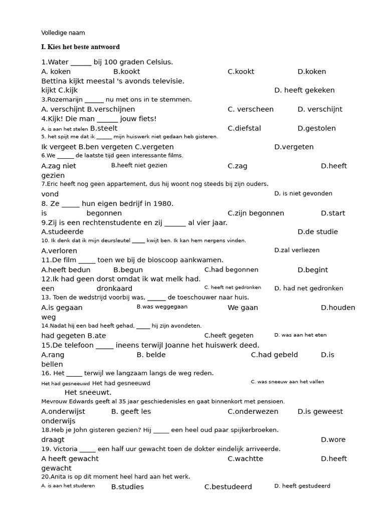 Tijd Test MCQ | PDF