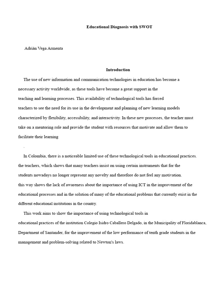 SWOT Analysis for Educational ICT Use | PDF | Swot Analysis | Cognition