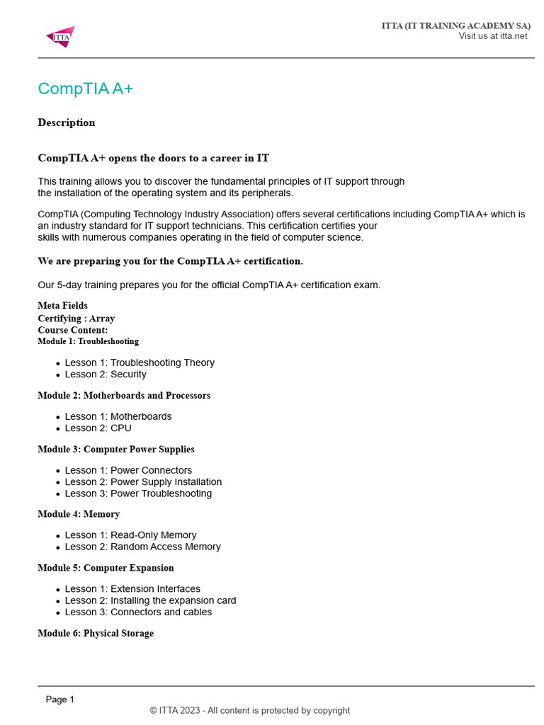 CompTIA A+ | PDF | Computer Network | Computer Data Storage