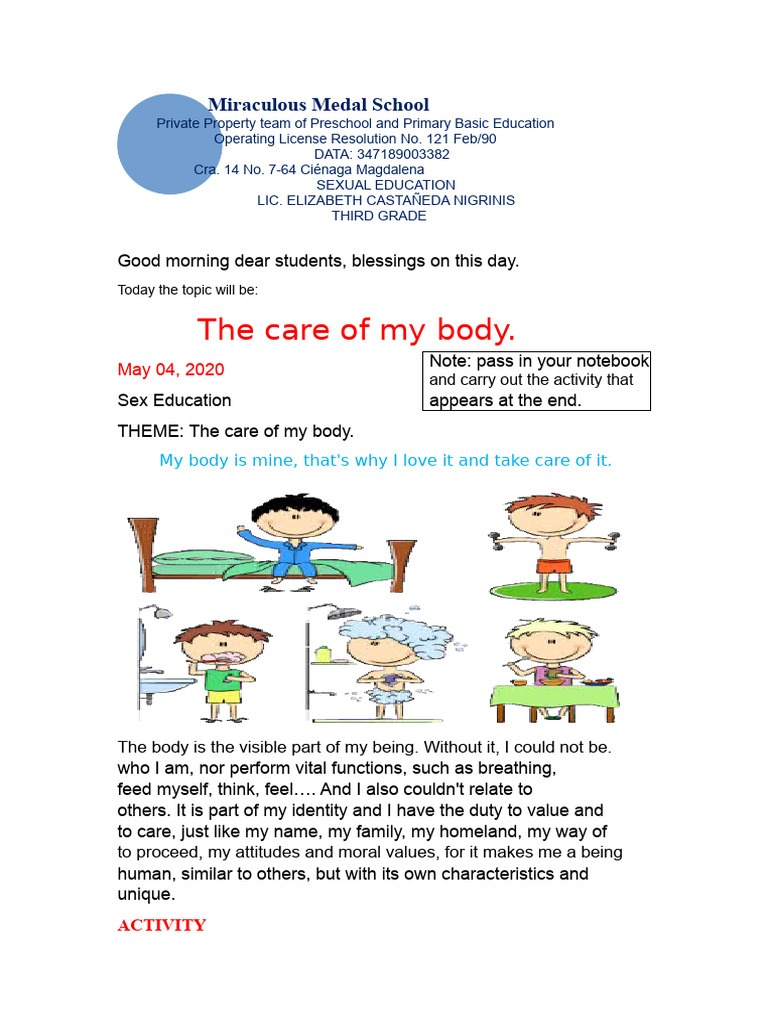 THE CARE OF MY BODY 3rd | PDF