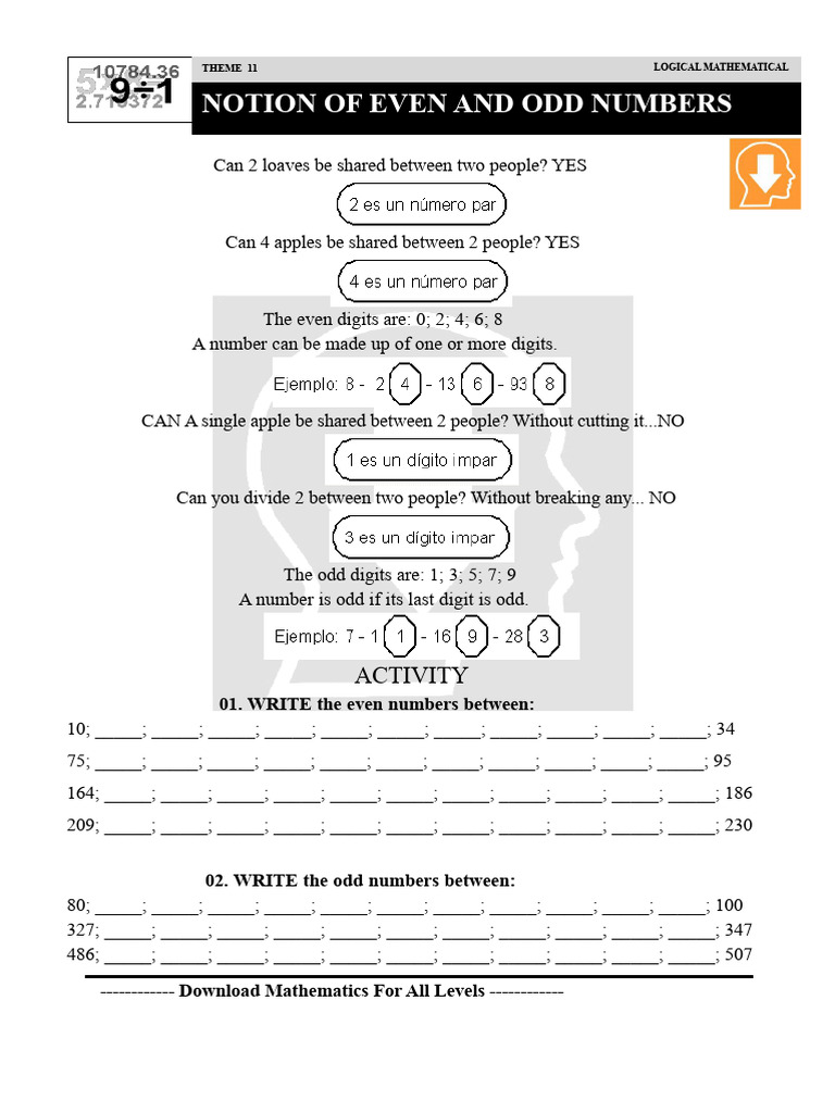 11 Concept of Even and Odd Numbers Second Grade | PDF