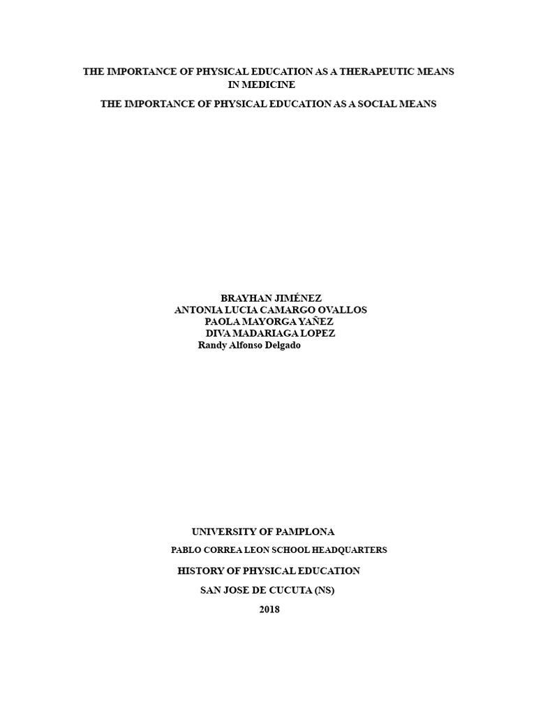 Importance of Physical Education As Therapy | PDF | Preventive ...