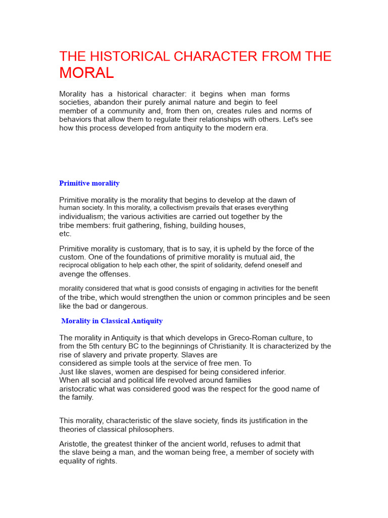 The Historical Character of Morality | PDF | Morality | Feudalism