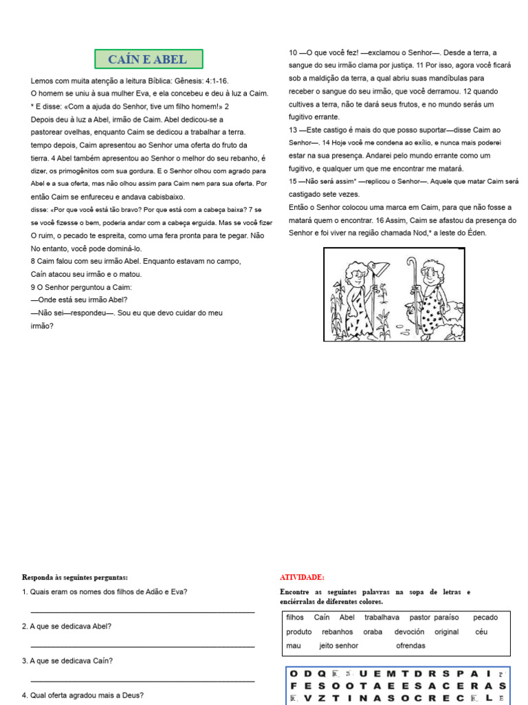 Caim e Abel: Lições de Justiça e Ofertas | PDF | Caim e Abel