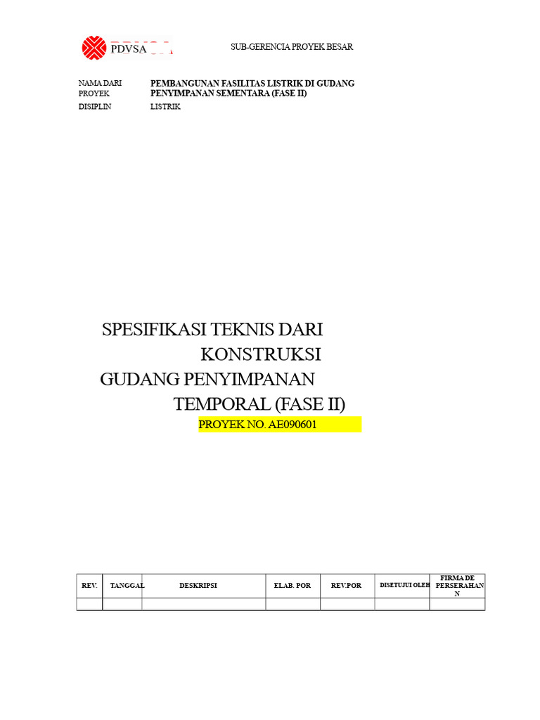 Spesifikasi Teknis Konstruksi Gudang | PDF