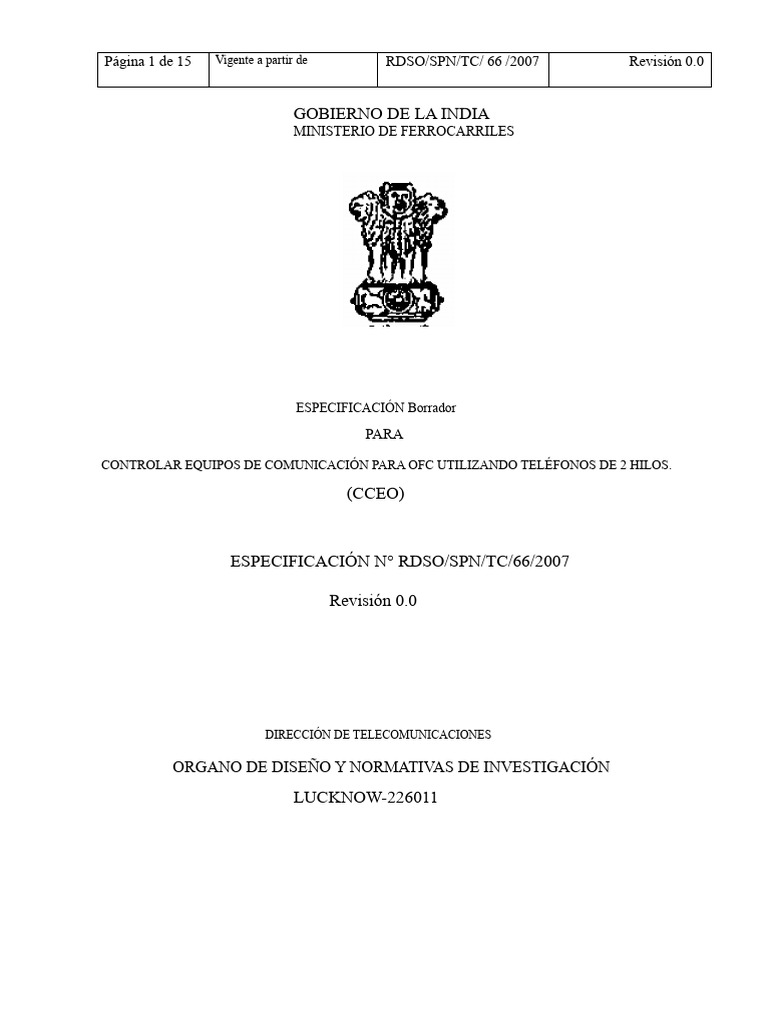 Especificación de Equipos de Comunicación CCEO | PDF | Corriente ...