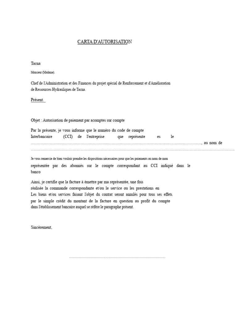 Autorisation de Paiement par Acomptes | PDF