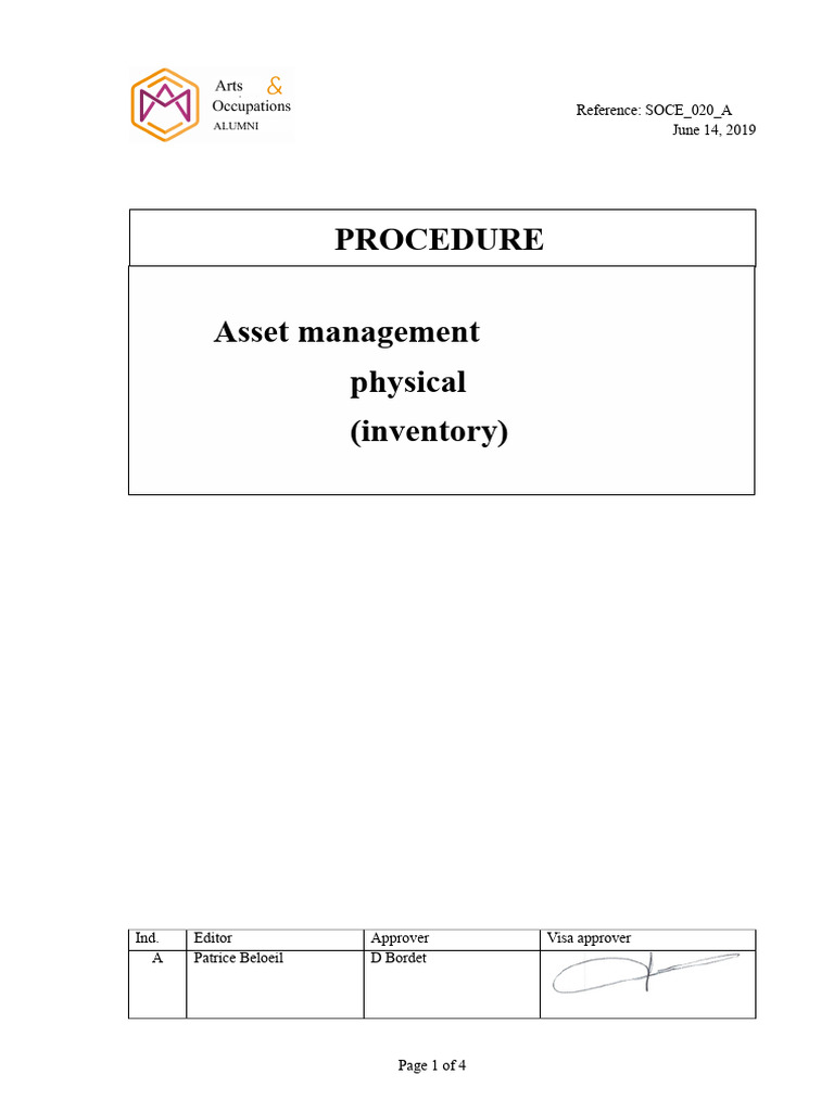 Asset Management Procedure Overview | PDF | Inventory | Databases