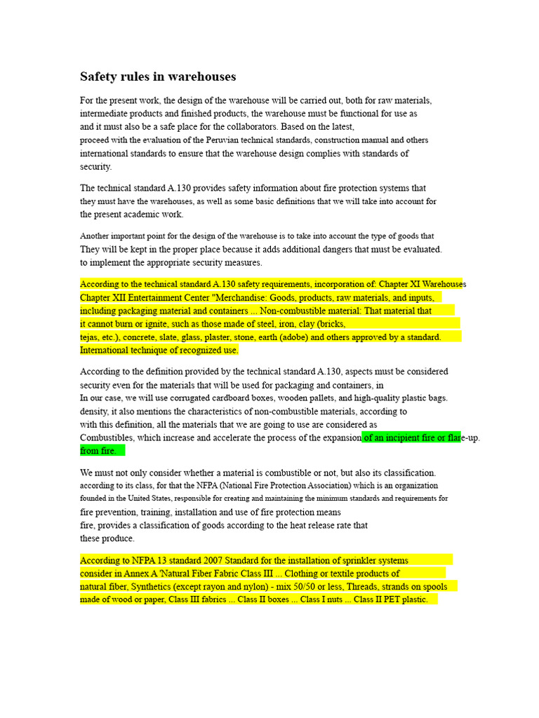 Safety Regulations in Warehouses | PDF | Fire Sprinkler System ...