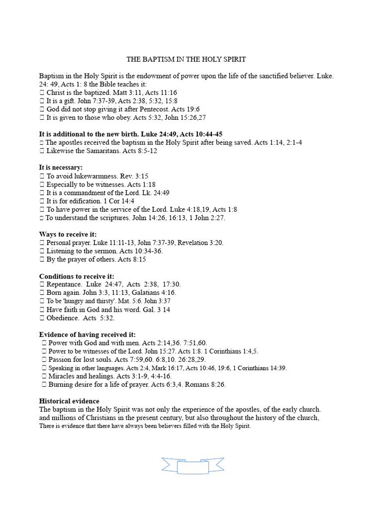 The Baptism in The Holy Spirit - Luis M. Ortiz | PDF | Baptism With The ...