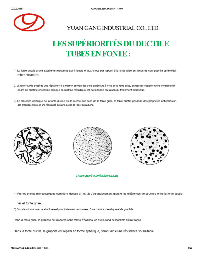 Avantages des tuyaux en fonte ductile PDF Fonte (métallurgie) Soudage — free download