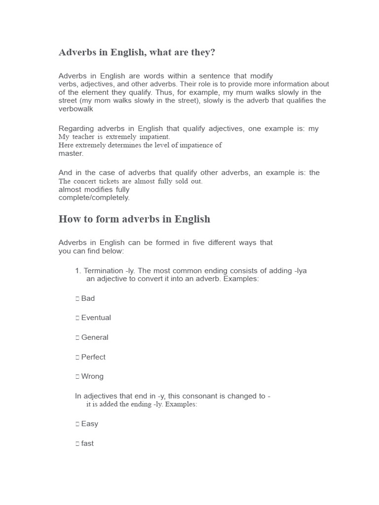Adverbs in English | PDF | Adverb | English Language