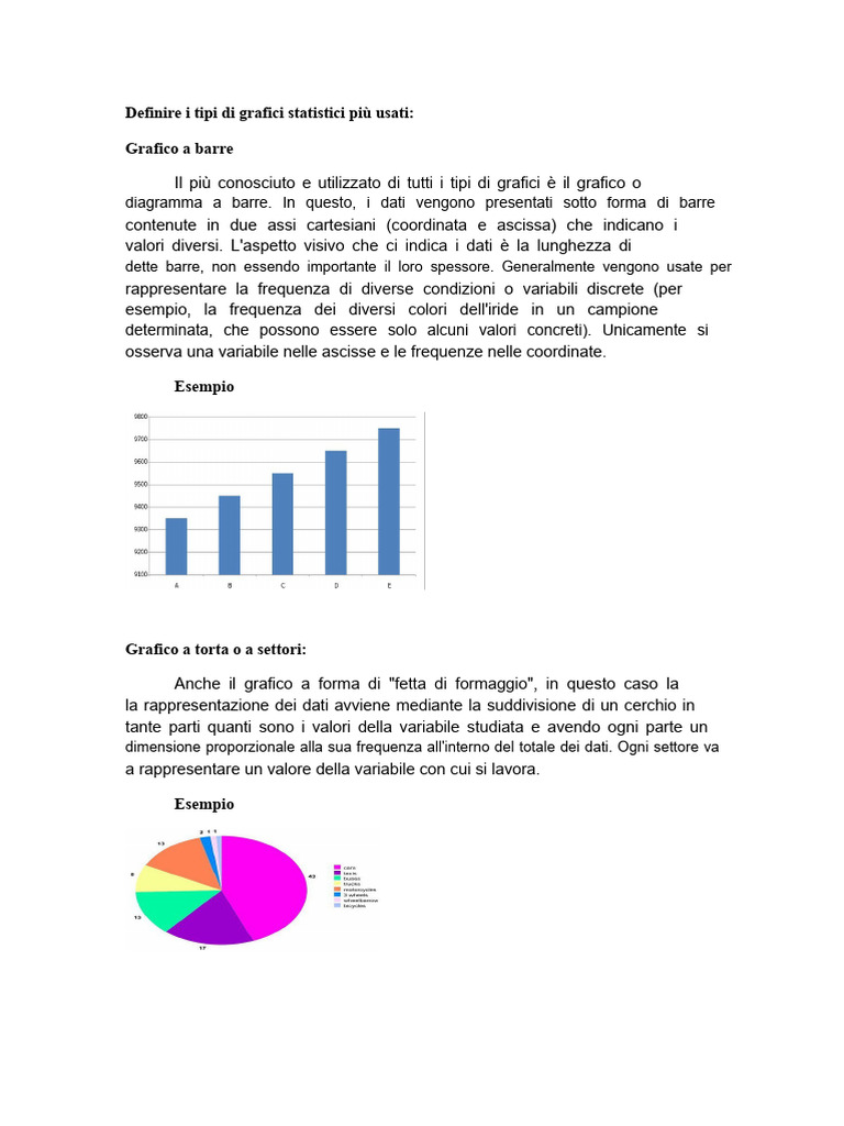 Definire I Tipi Di Grafici Statistici Più Utilizzati | PDF