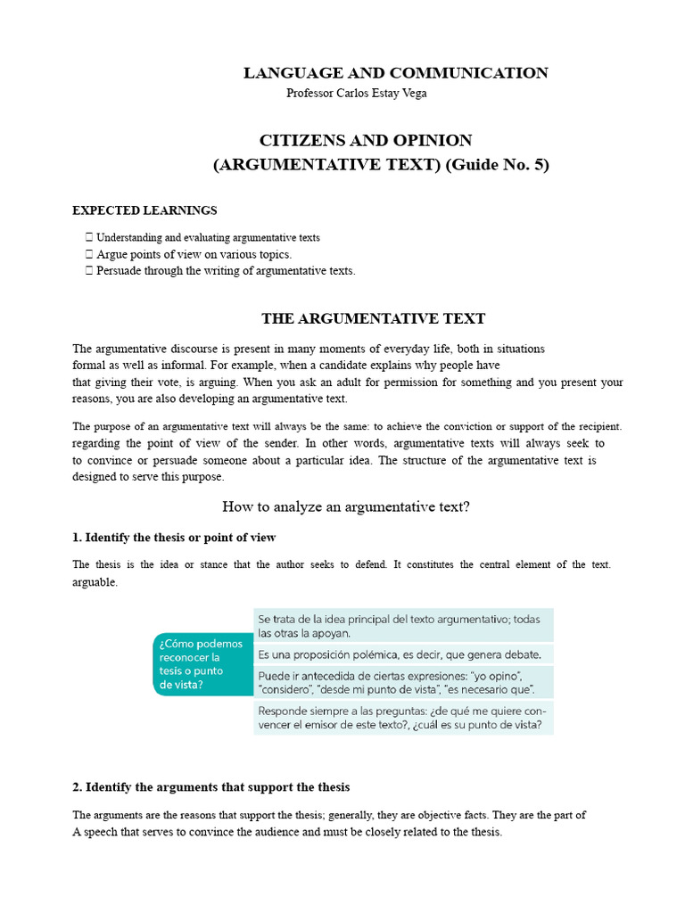 Understanding Argumentative Texts Guide | PDF | Essays | Argument