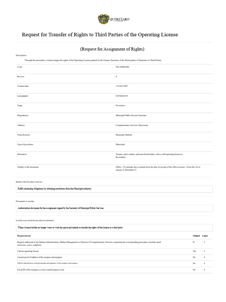 Transfer of Operating License Rights Process | PDF | Identity Document ...