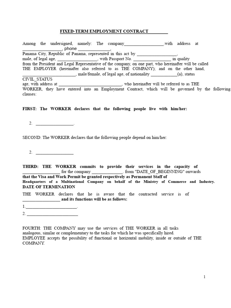 Fixed-Term Employment Contract | PDF | Employment | Business