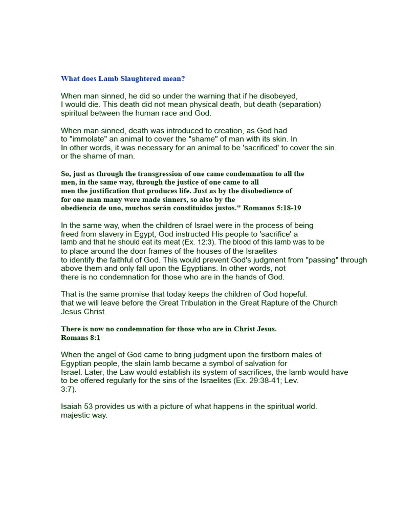 What Does Immolated Lamb - Doc Mean? | PDF | Lamb Of God | Sacrifice