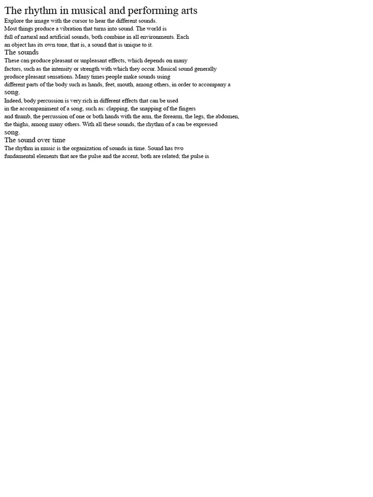 The Rhythm in Musical and Performing Arts | PDF | Rhythm | Stress ...