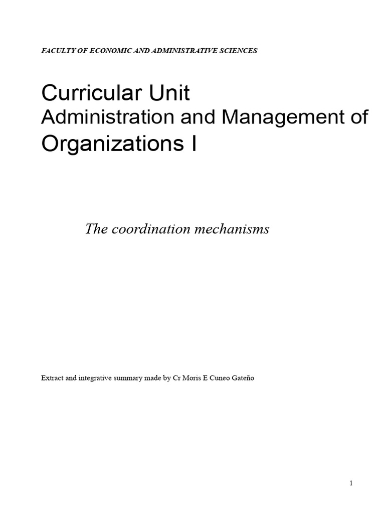 Coordination Mechanisms in Organizations | PDF | Division Of Labour ...