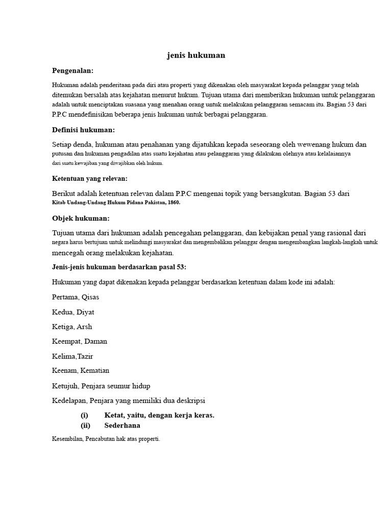 Jenis Hukuman | PDF