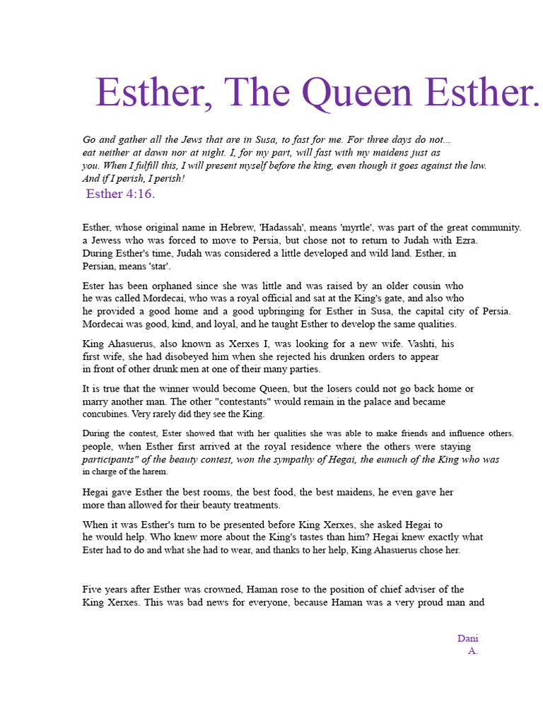 The Courageous Story of Queen Esther | PDF | Esther | Book Of Esther