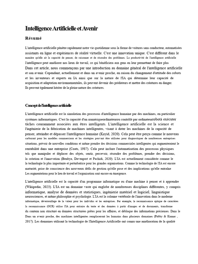 IA : Innovations et Défis Futurs | PDF | Intelligence artificielle ...