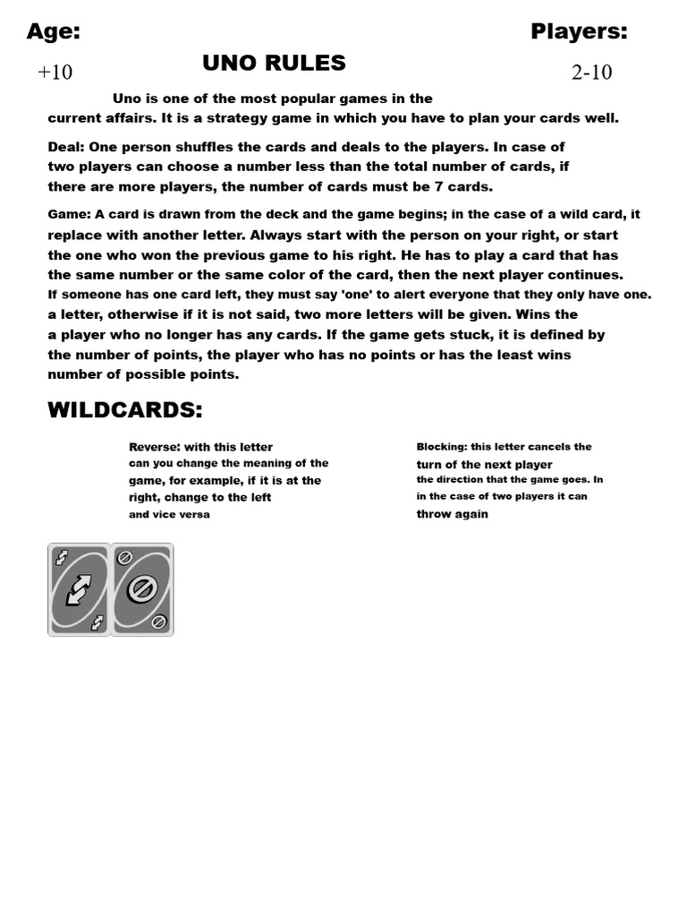 UNO Game Rules and Wildcards Explained | PDF | Ephemera | Board Games
