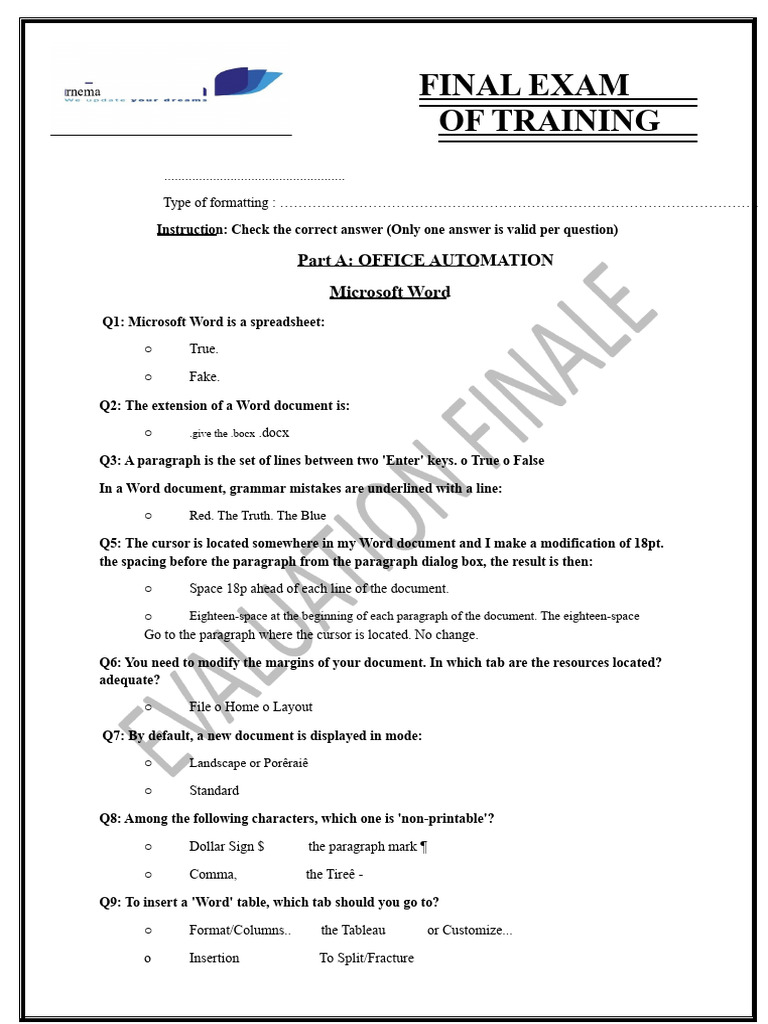 Final Evaluation | PDF | Microsoft Word | Microsoft Excel