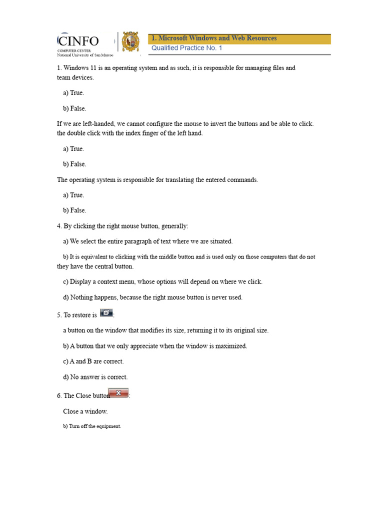 Windows 11 Operating System Practice Quiz | PDF | Microsoft Windows ...