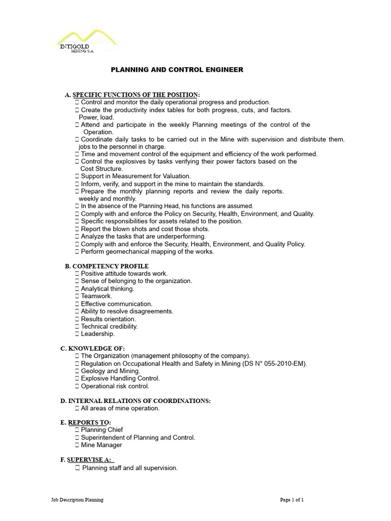 118728652-Functions-Planning Engineer.docx | PDF