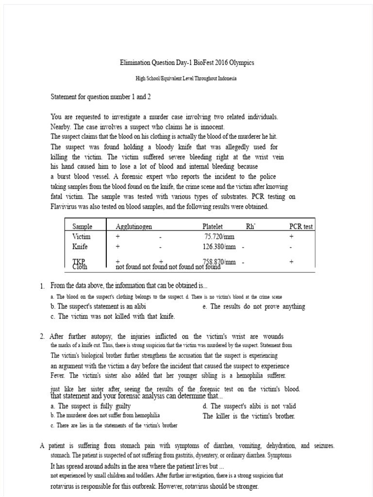 PDF Questions Qualifying Sma Day 1 Olympiad Ui Biofest 2016 - Compress ...