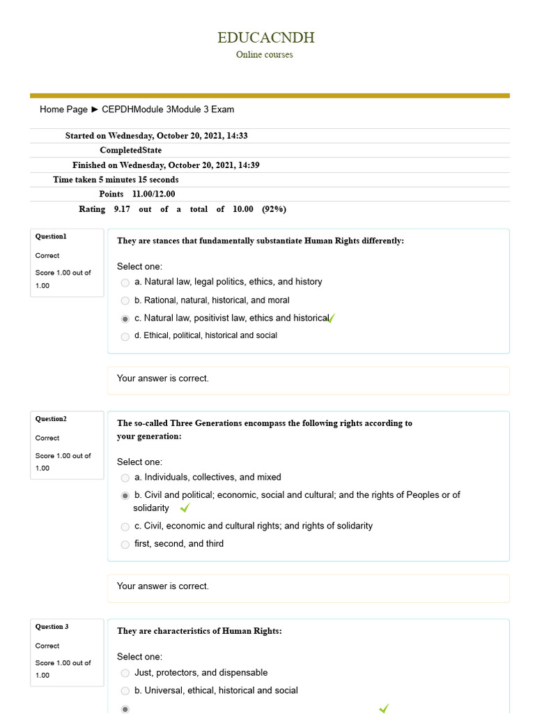 Human Rights Education Module Exam Results | PDF | Teachers | Human Rights