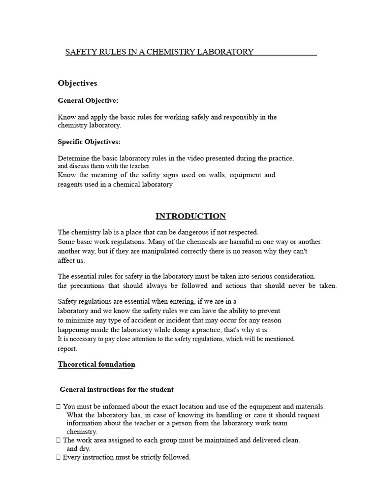 Essential Chemistry Lab Safety Rules | PDF | Laboratories | Safety
