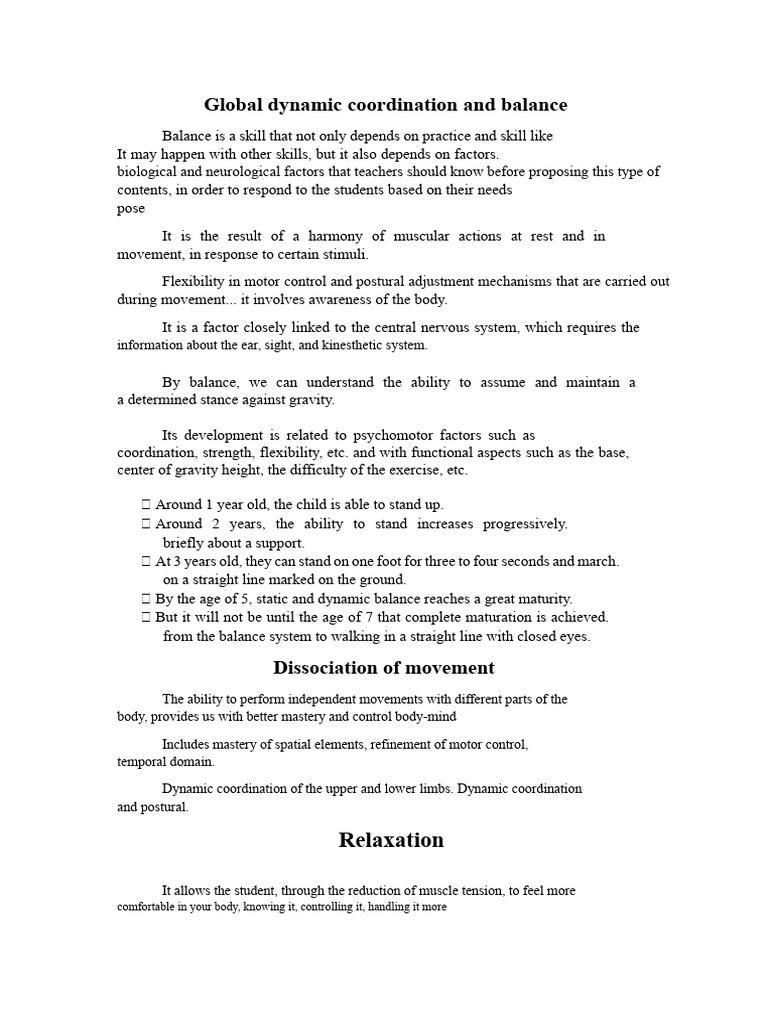 Global Dynamic Coordination and Balance | PDF | Balance (Ability ...