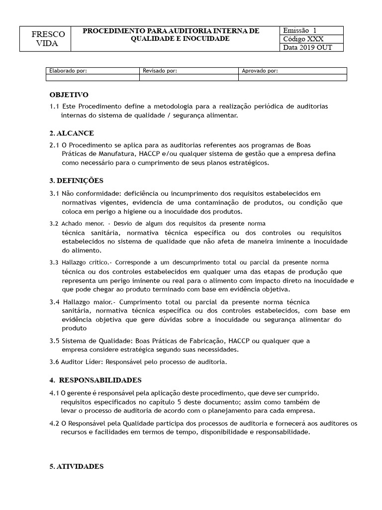 Procedimento de Auditoria Interna de Qualidade | PDF | Auditoria interna