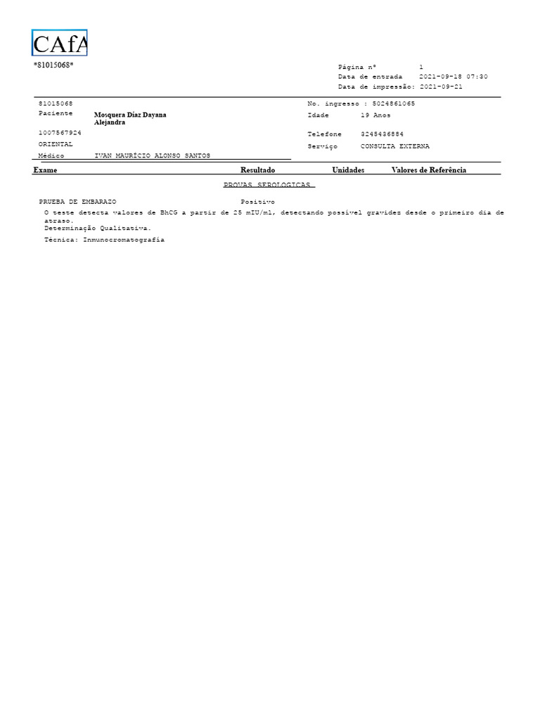 Resultado de Teste de Gravidez Positivo | PDF