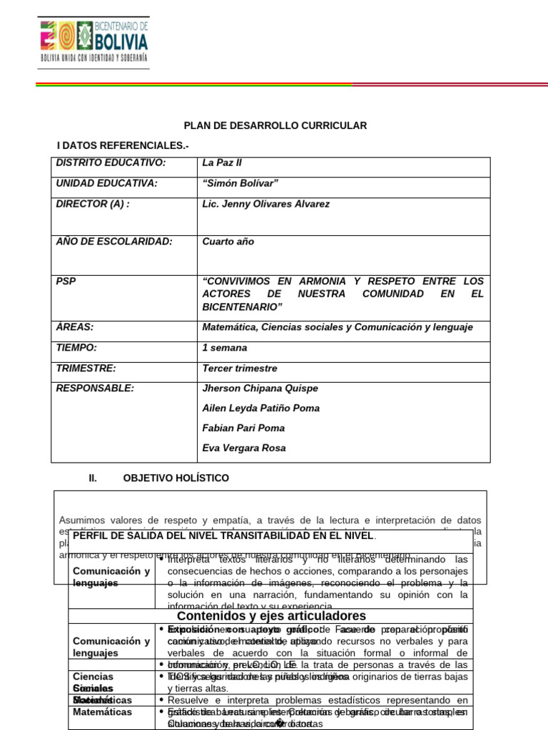 Plan de Desarrollo Curricular 2023 | PDF | Comunicación | Estadísticas