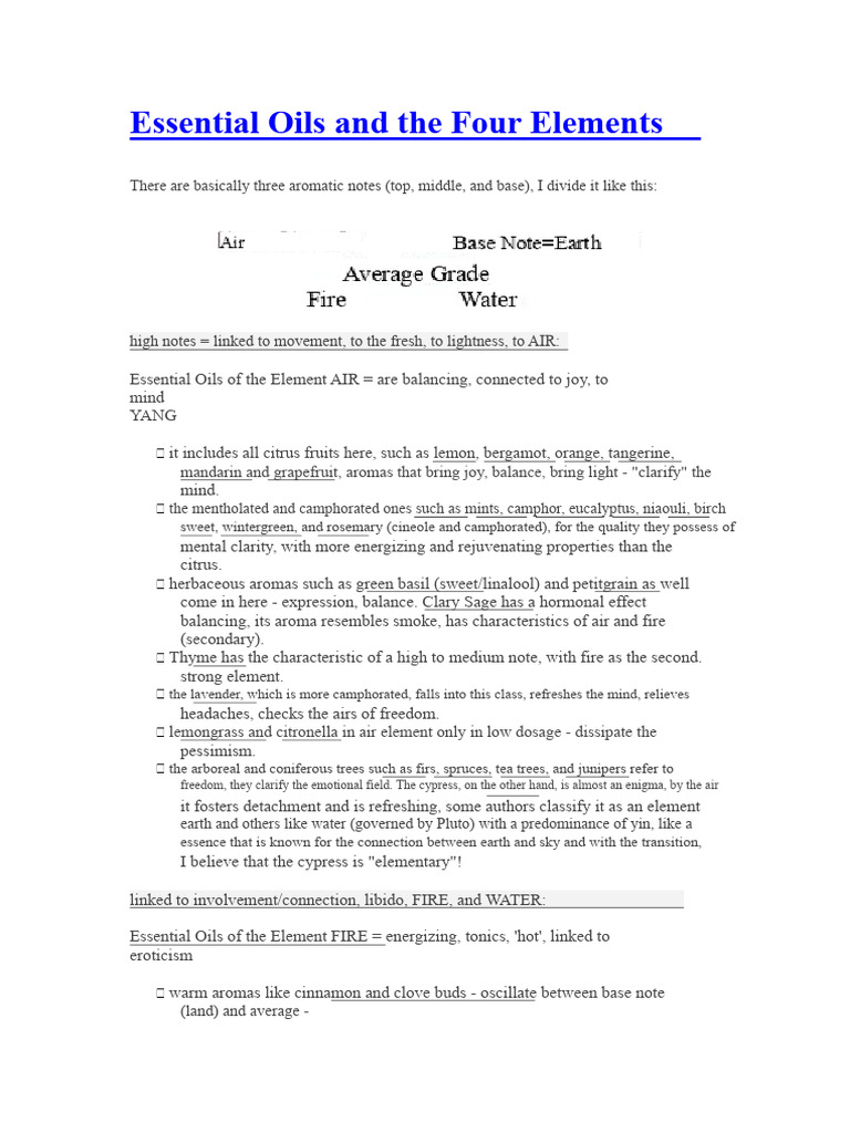 Essential Oils and the Four Elements | PDF | Essential Oil