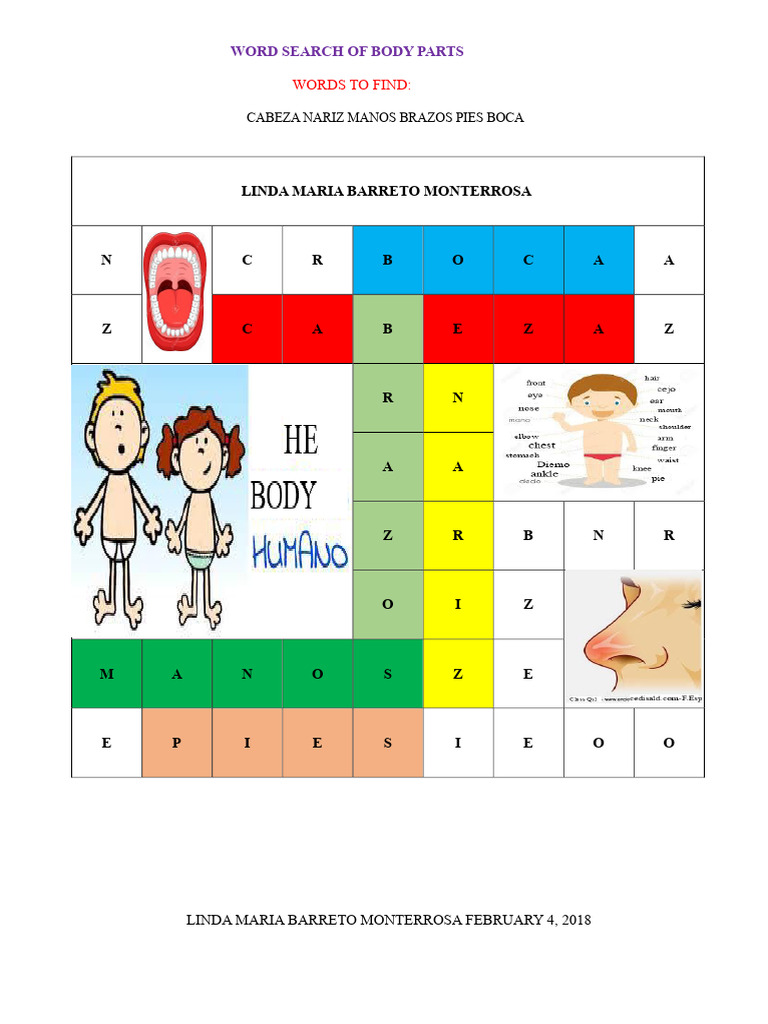 Word Search of Body Parts | PDF | Educational Technology | Teachers