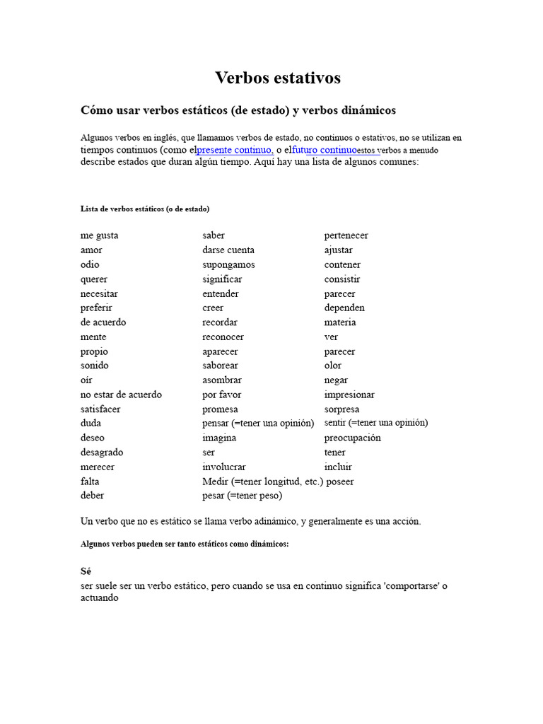 Verbos Estativos | PDF | Verbo