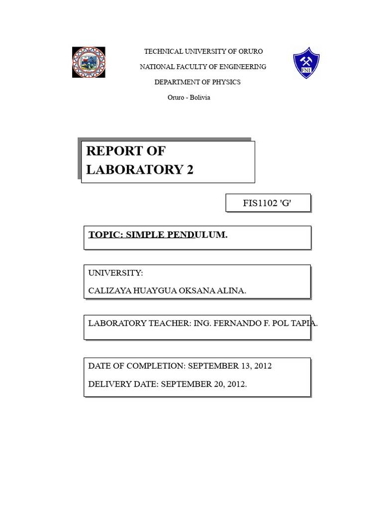 Simple Pendulum Experiment Report | PDF | Pendulum | Oscillation