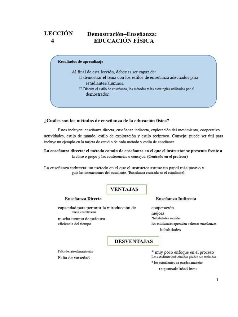 Métodos de Enseñanza en Educación Física | PDF | Enseñando | Método de ...