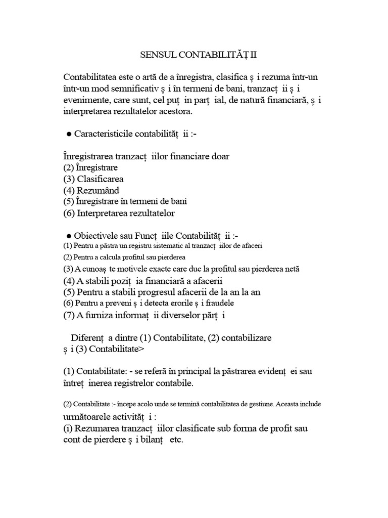 Caracteristicile Contabilității | PDF
