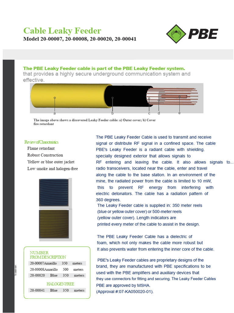 PBE Leaky Feeder Cable | PDF | Radio Wave | Radio